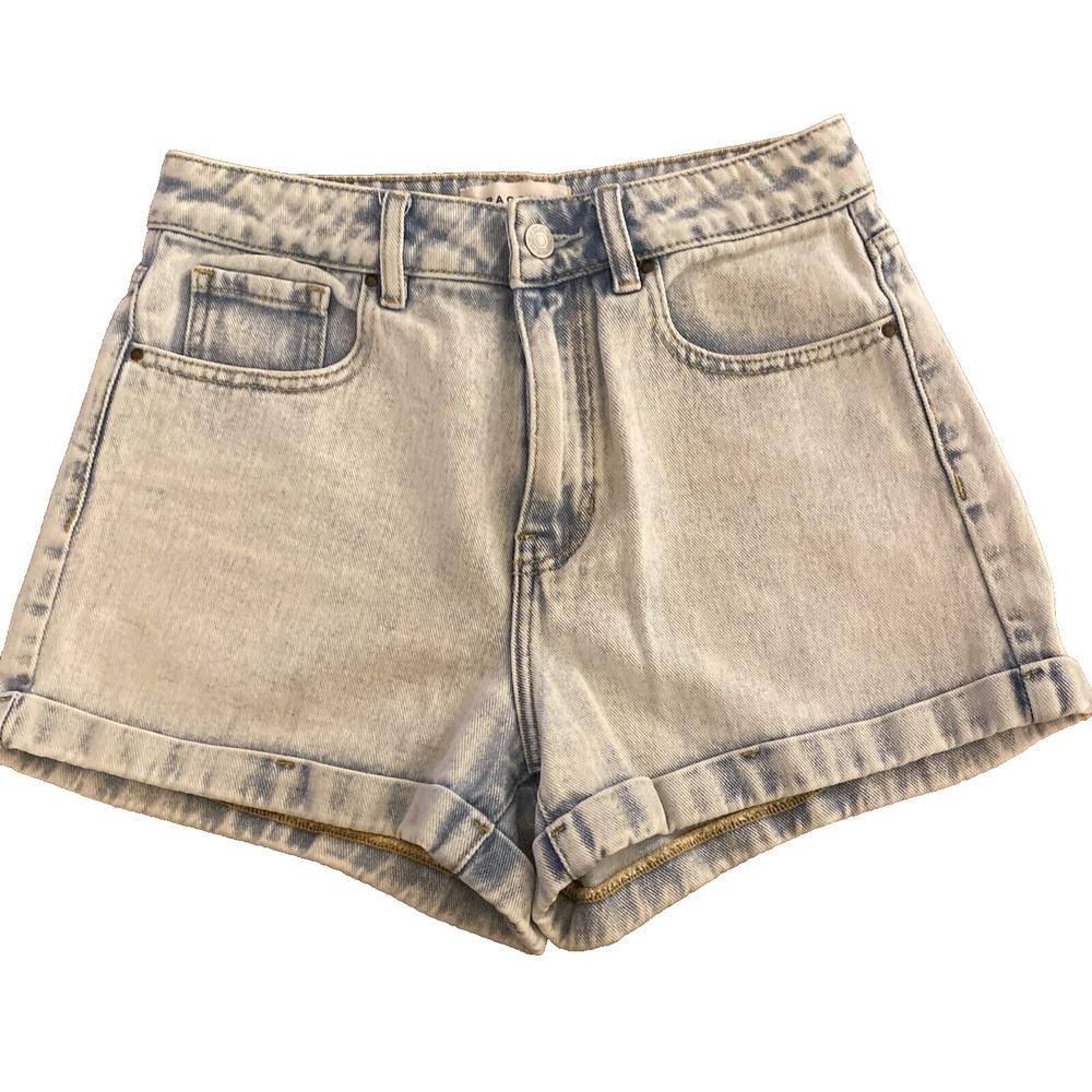 Pacsun High Rise Shorts Size 4 Cuffed Hem Distressed Light Acid Wash Denim